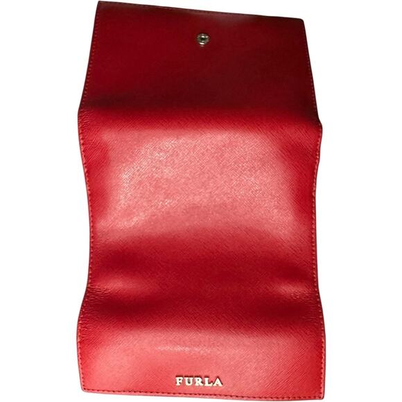 Furla red Saffiano leather trifold Babylon medium wallet - Picture 11 of 16